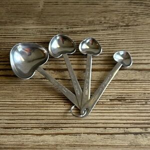 Kate Aspen Heart Shaped Stainless Steel Measuring Spoons Set of 4 on Ring